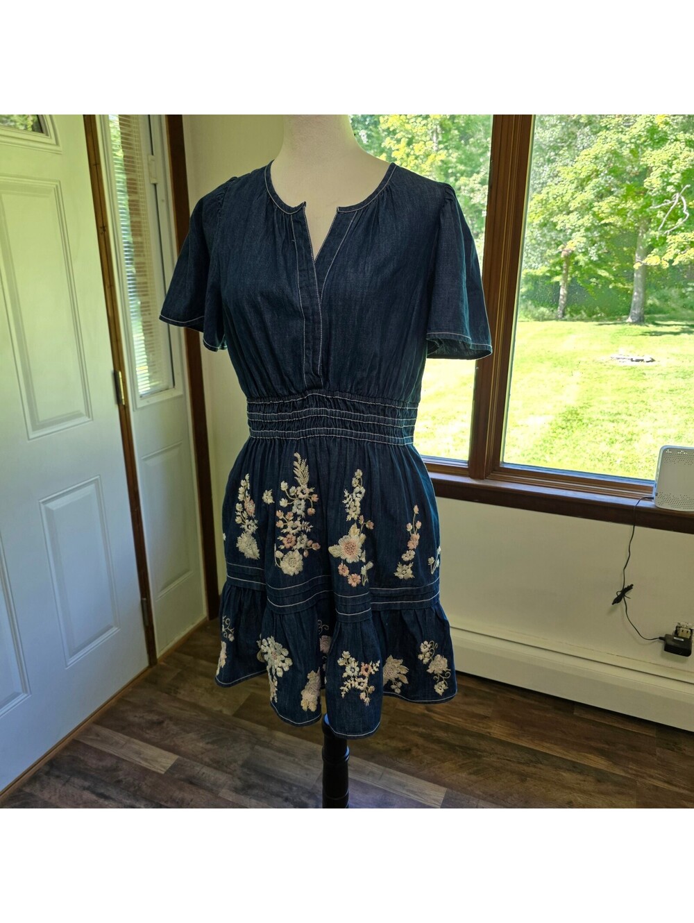 The Somerset Embroidered Denim Mini Dress from Anthropologie